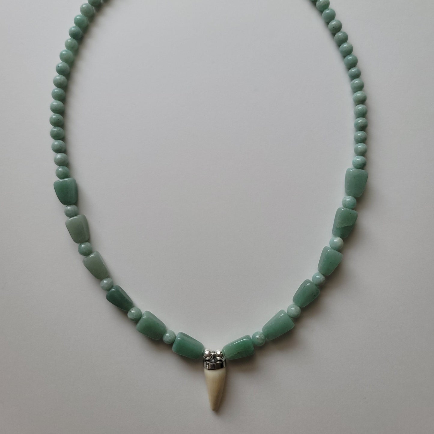 "Anak ng Buwaya" Amazonite and Aventurine Philippine Crocodile Tooth Pendant Necklace Herbalaria 