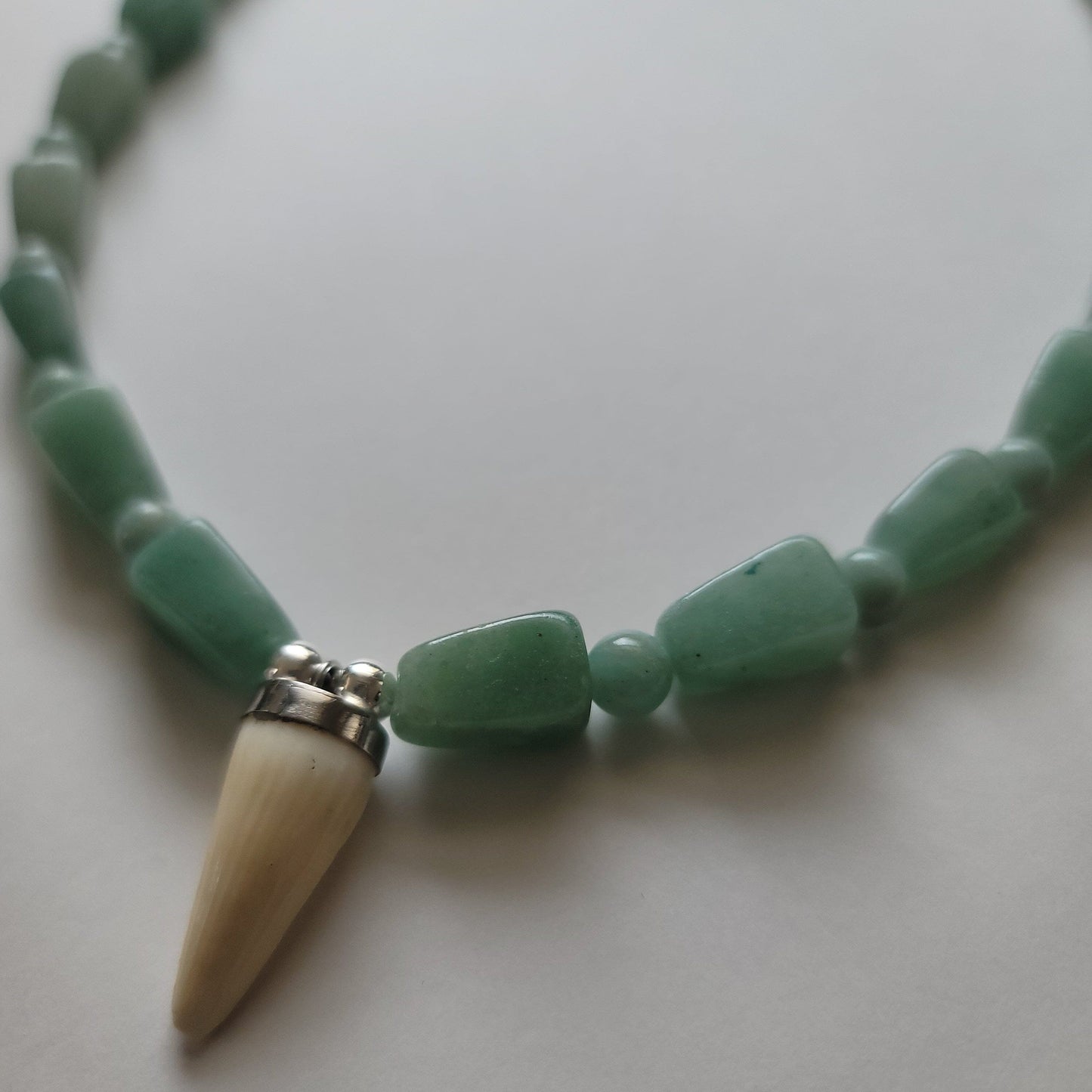 "Anak ng Buwaya" Amazonite and Aventurine Philippine Crocodile Tooth Pendant Necklace Herbalaria 