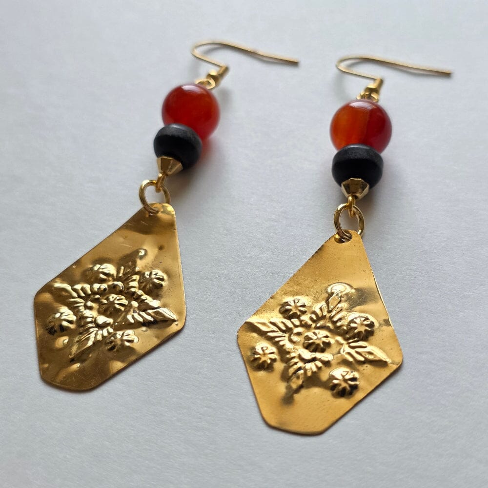 Red Agate Carabao Horn and Brass Diamonds Accessories Herbalaria LLC 