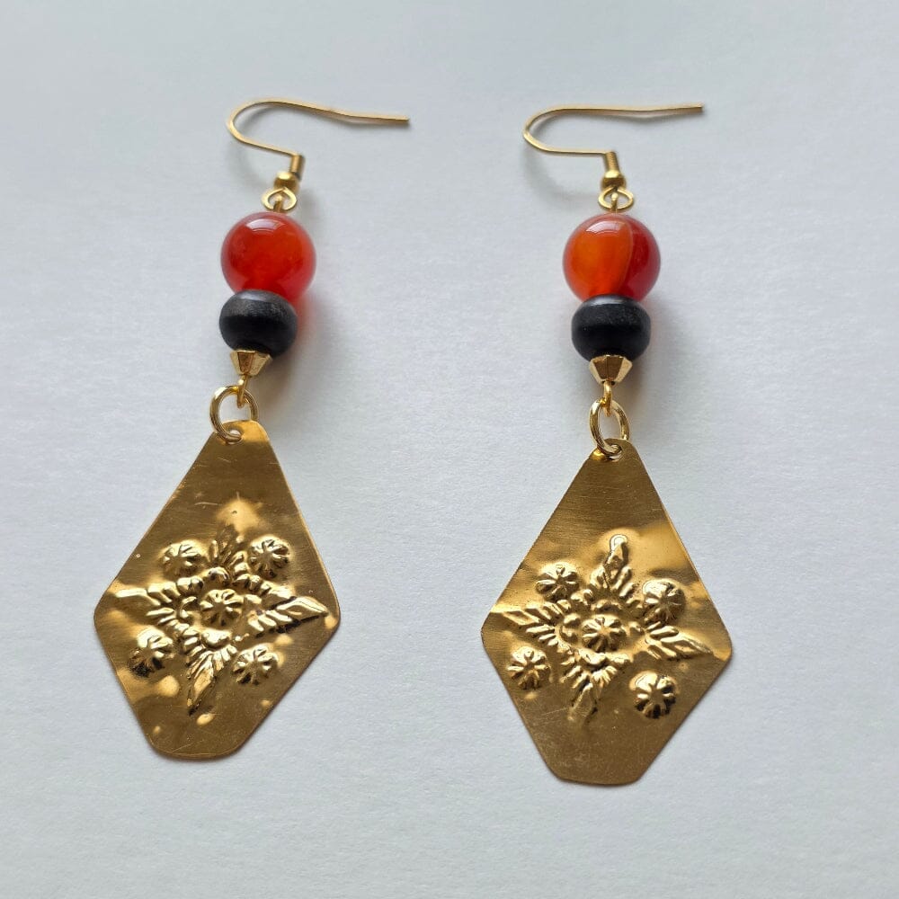 Red Agate Carabao Horn and Brass Diamonds Accessories Herbalaria LLC 