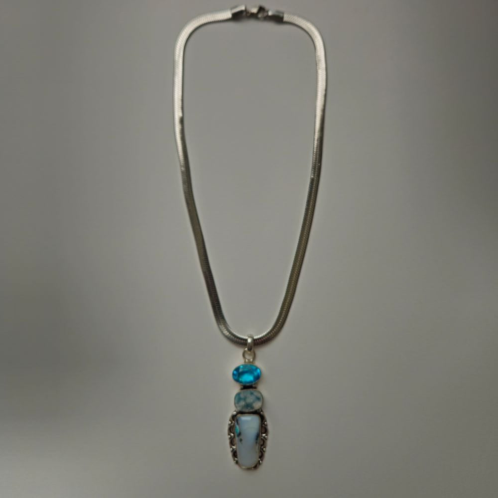 
                  
                    Shaman Stone Dendritic Opal, Drusy Quartz, and Blue Topaz Accessories Herbalaria LLC 
                  
                