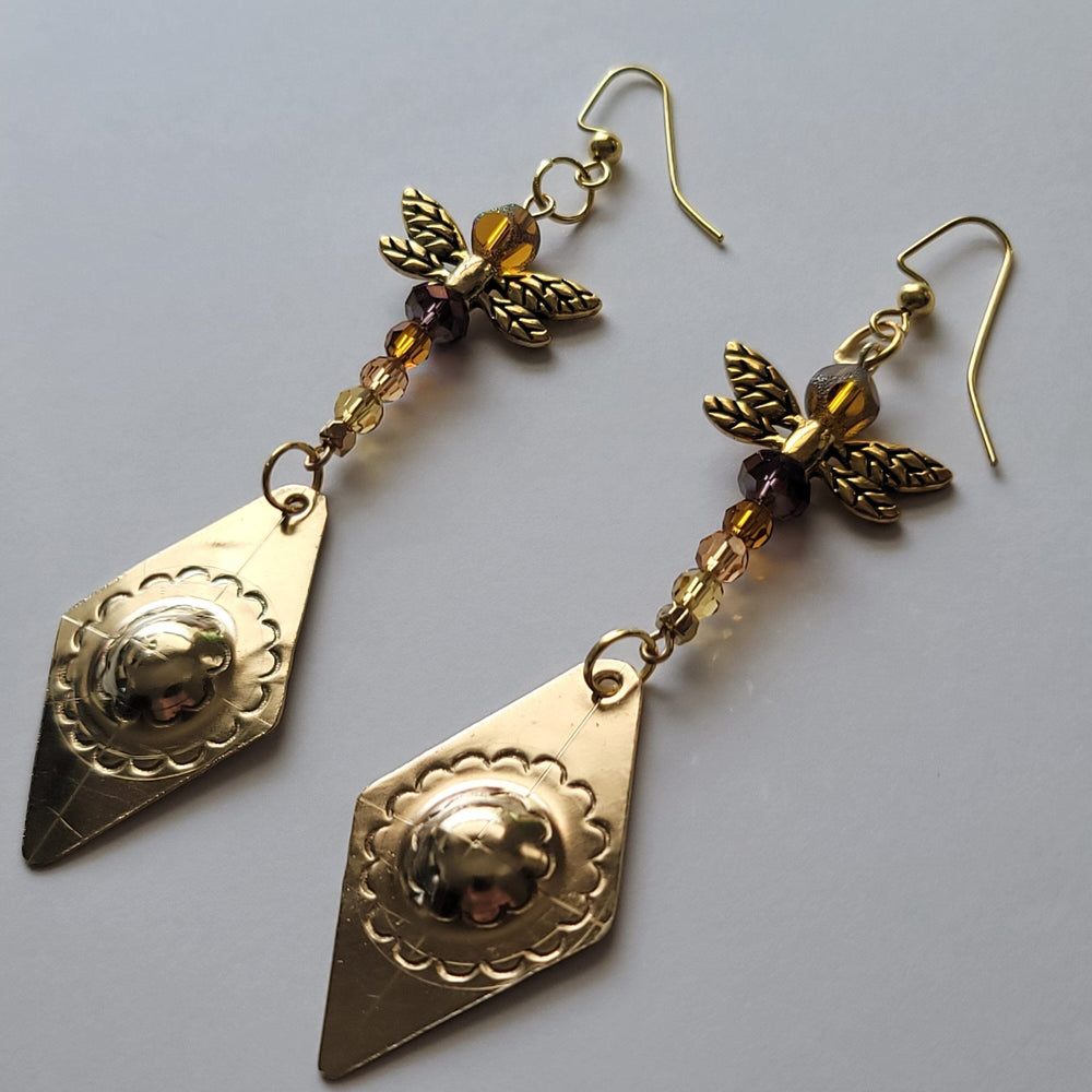 
                  
                    "Tutubi" Dragonfly Brass Agong Diamond Earrings Accessories Herbalaria Purple 
                  
                